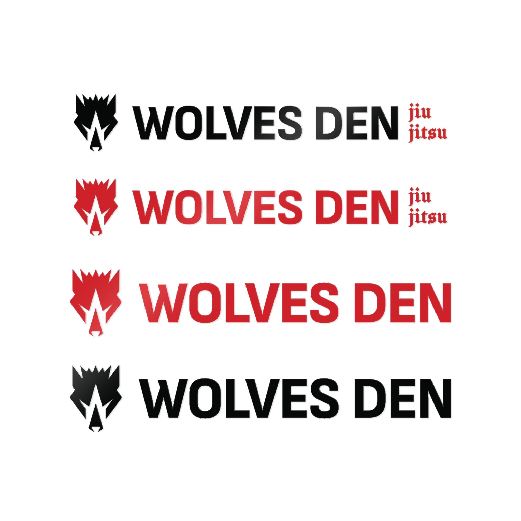 Wolves Den Jiu Jitsu Dark Horizontal Sticker Set