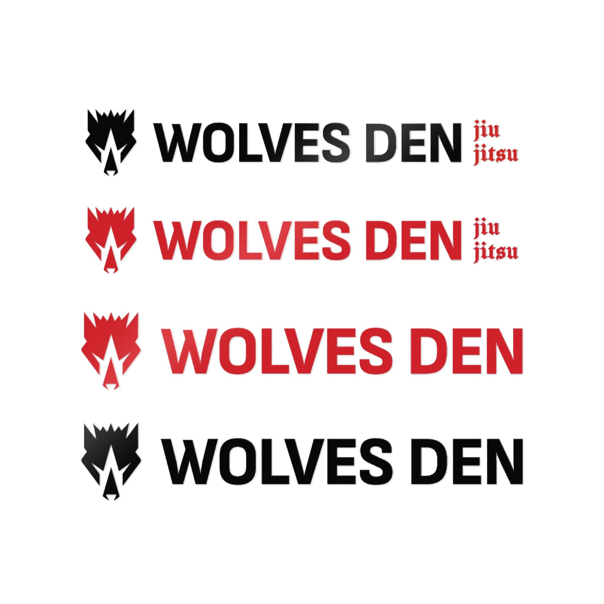 Wolves Den Jiu Jitsu Dark Horizontal Sticker Set