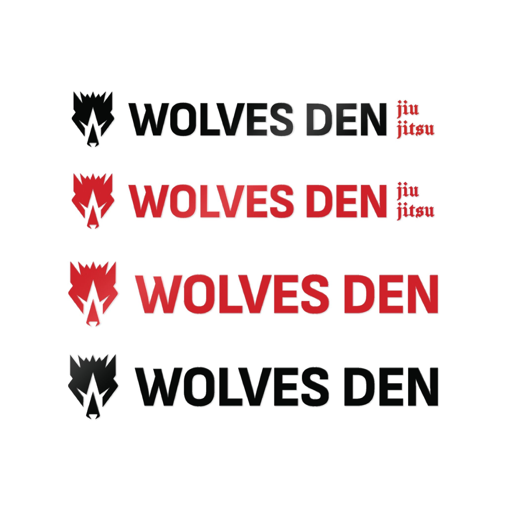 Wolves Den Jiu Jitsu Dark Horizontal Sticker Set